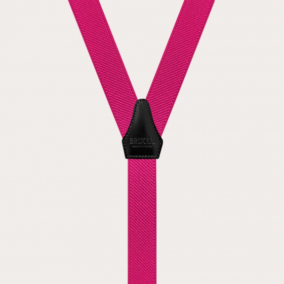 BRUCLE Elegant double use elastic suspenders, fuchsia