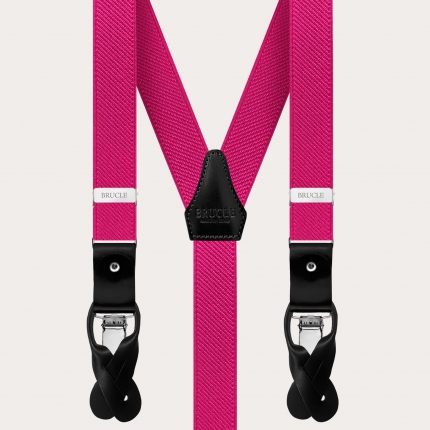 Elegant double use elastic suspenders, fuchsia
