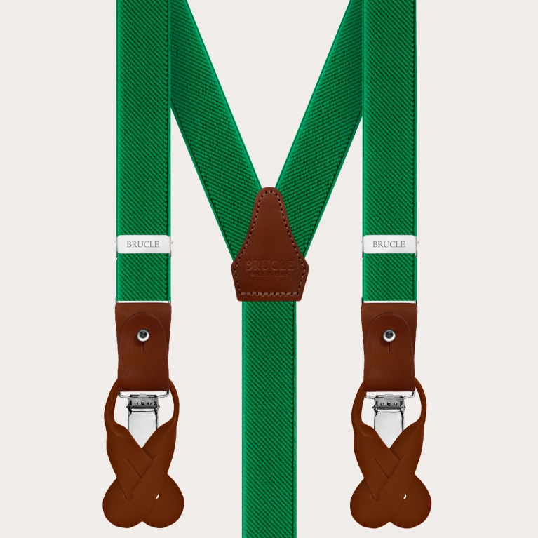 Double use unisex suspenders, green