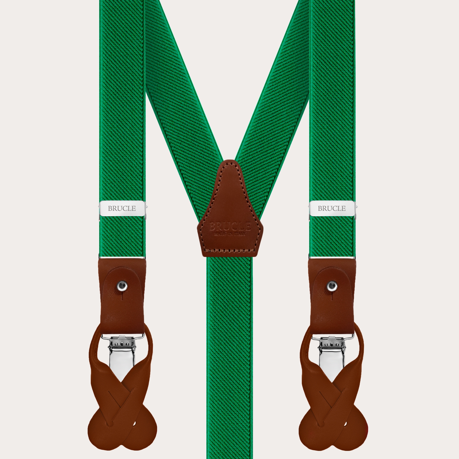 BRUCLE Double use unisex suspenders, green