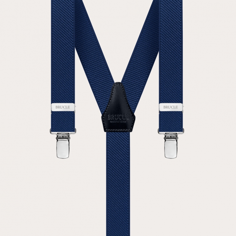 Unisex Y-shaped thin suspenders, navy blue