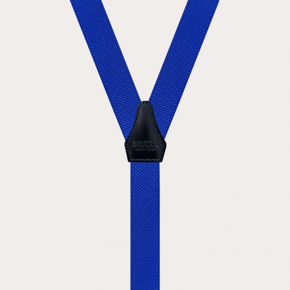 BRUCLE Unisex Y-shaped thin suspenders, royal blue