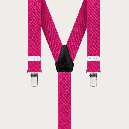Unisex Y-shaped thin suspenders, fuchsia