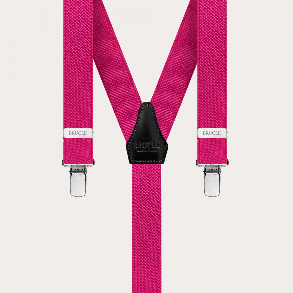 BRUCLE Unisex Y-shaped thin suspenders, fuchsia