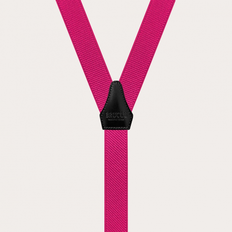 Unisex Y-shaped thin suspenders, fuchsia