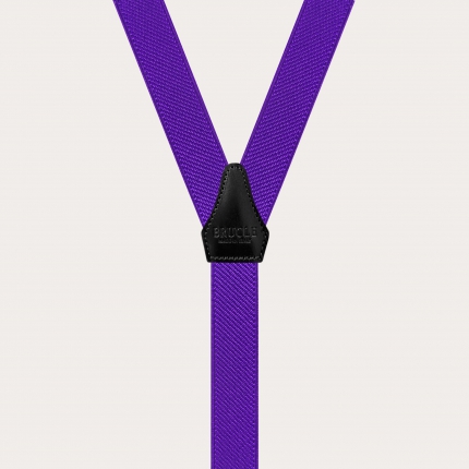 Thin unisex Y-shaped suspenders with clips, purple