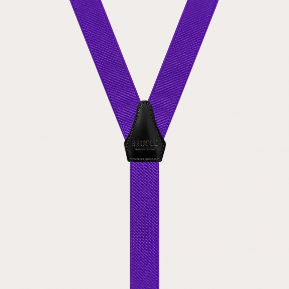 BRUCLE Thin unisex Y-shaped suspenders with clips, purple