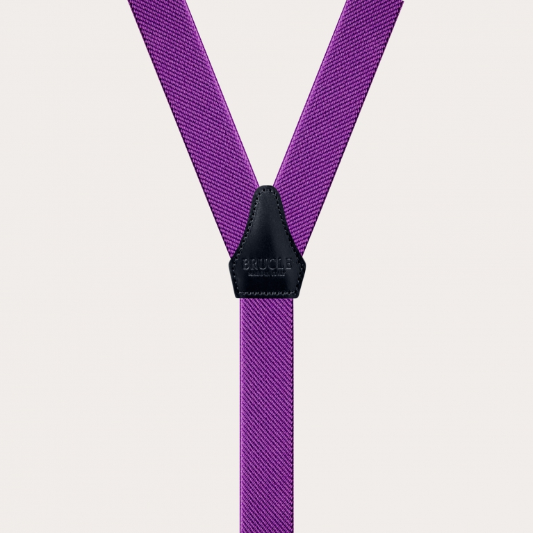 Bretelles fines unisexes en forme de Y avec clip, lilas