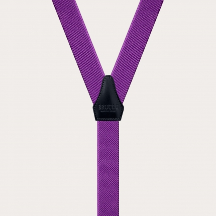 Y-shape thin unisex suspenders with clip, lilac