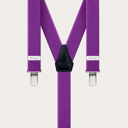 Y-shape thin unisex suspenders with clip, lilac