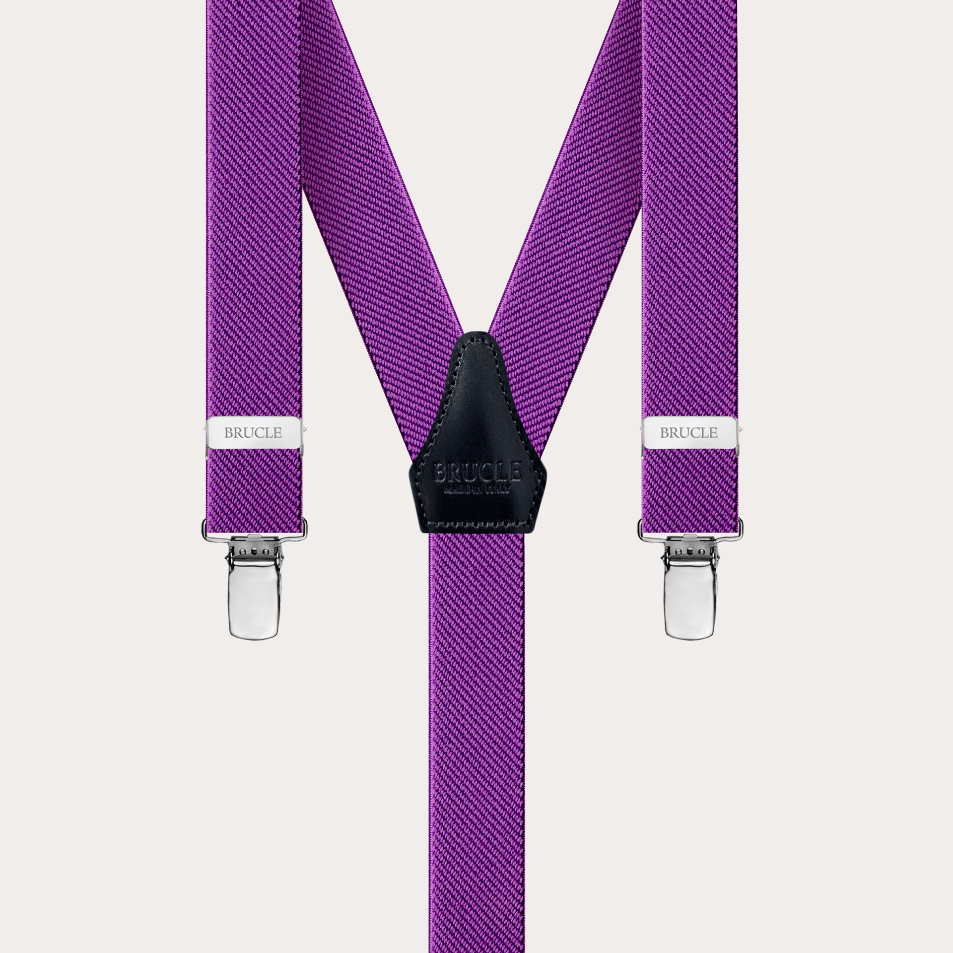 BRUCLE Y-shape thin unisex suspenders with clip, lilac