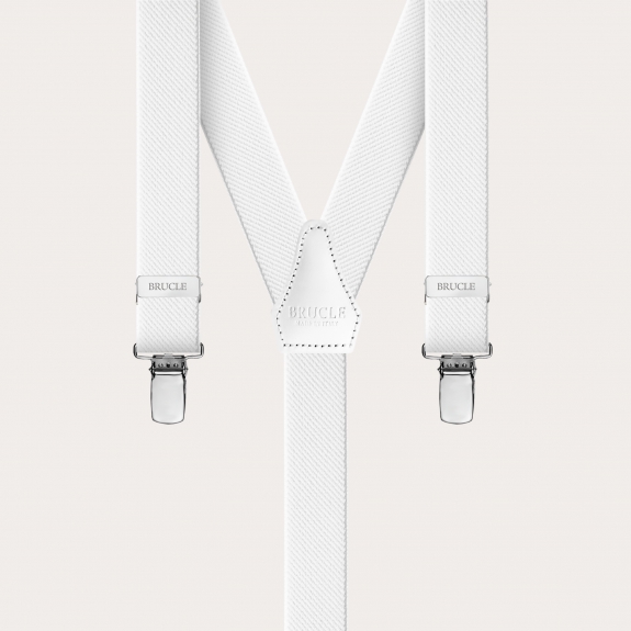 BRUCLE Elegant Y-shaped elastic suspenders, white