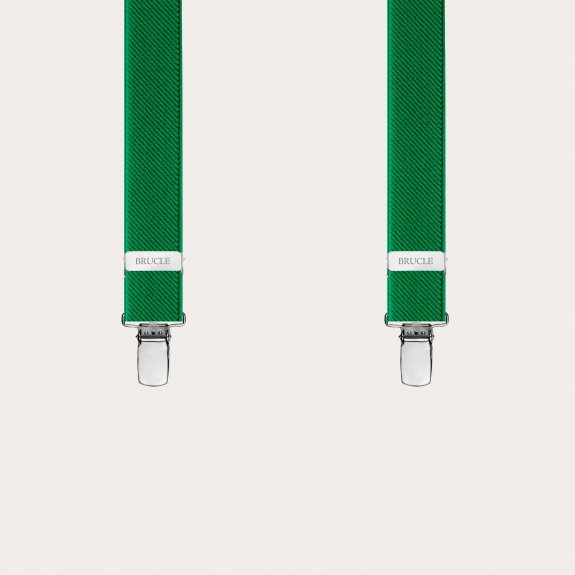 BRUCLE Unisex Y-shaped elastic suspenders, green