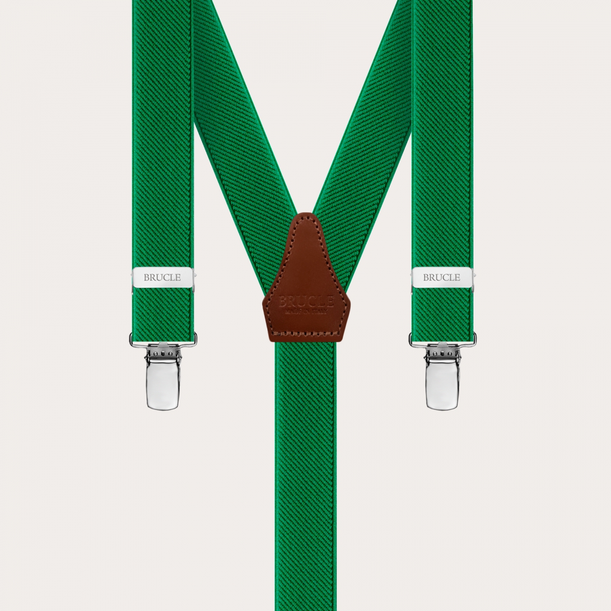 BRUCLE Unisex Y-shaped elastic suspenders, green
