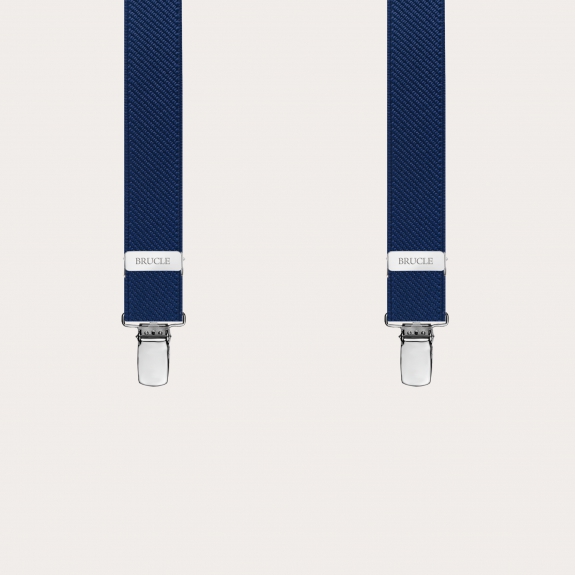 BRUCLE Unisex X-shaped thin suspenders, navy blue