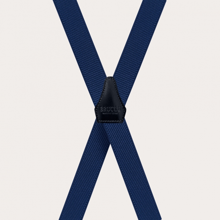 Unisex X-shaped thin suspenders, navy blue