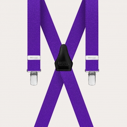 Unisex purple X-shaped suspenders