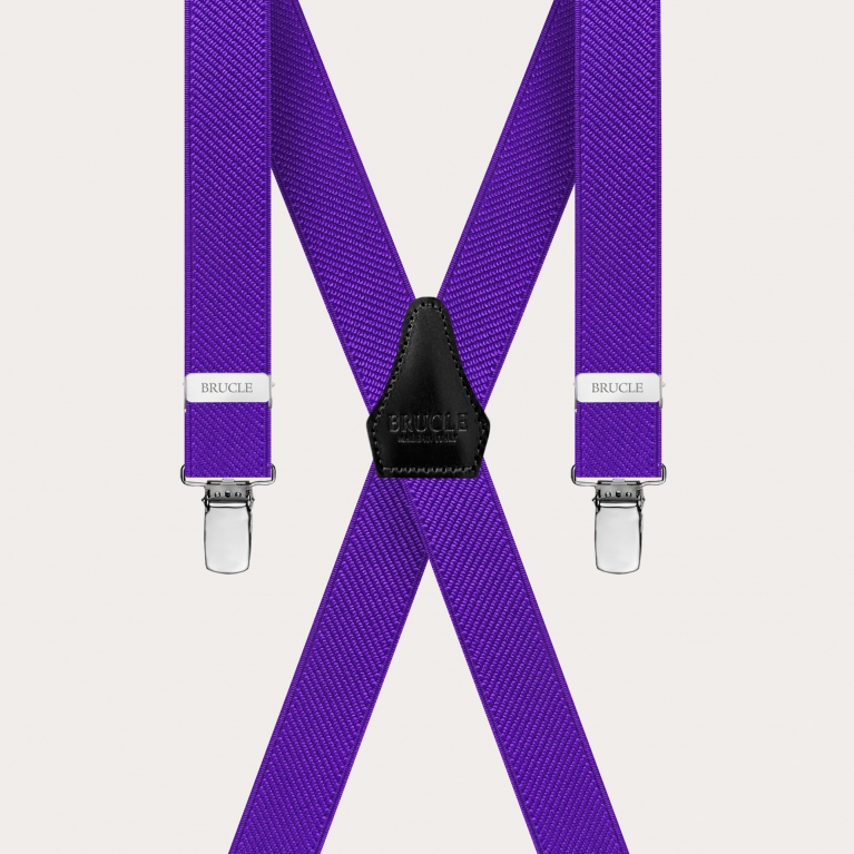 Unisex purple X-shaped suspenders for children and teenagers