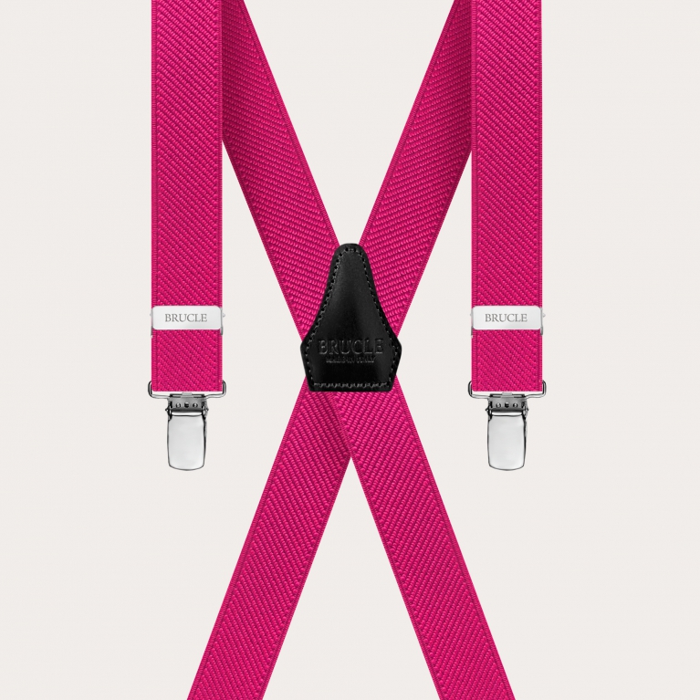 Fuchsiafarbene Hosenträger in X-Form für Damen und Herren