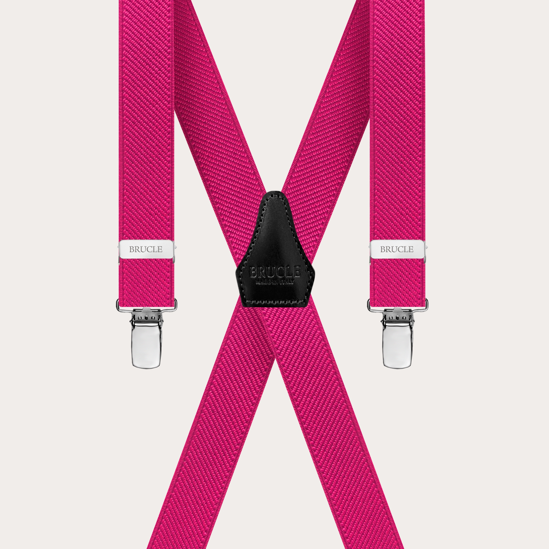 BRUCLE X-shaped fuchsia suspenders for men and women