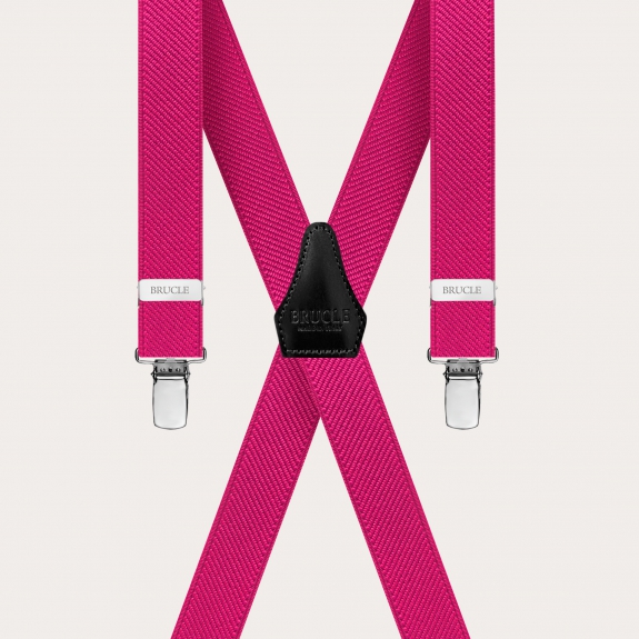 BRUCLE Bretelles fuchsia en forme de X pour hommes et femmes