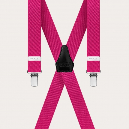 Vibrant X-shaped suspenders for boys and girls, fuchsia