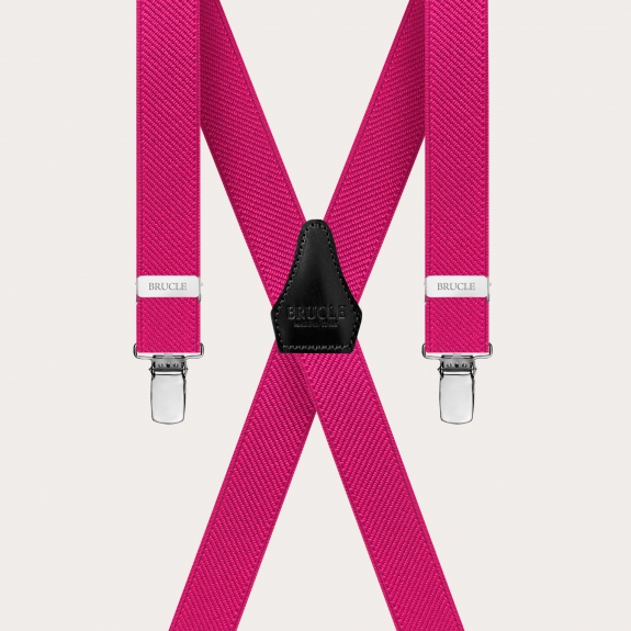 BRUCLE Vibrant X-shaped suspenders for boys and girls, fuchsia