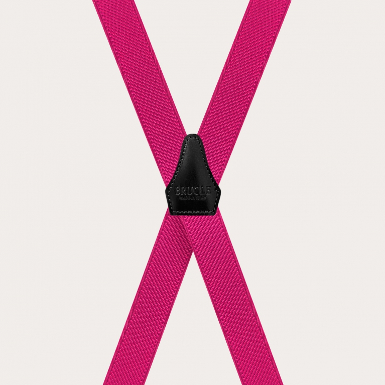Vibrant X-shaped suspenders for boys and girls, fuchsia
