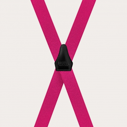 Vibrant X-shaped suspenders for boys and girls, fuchsia