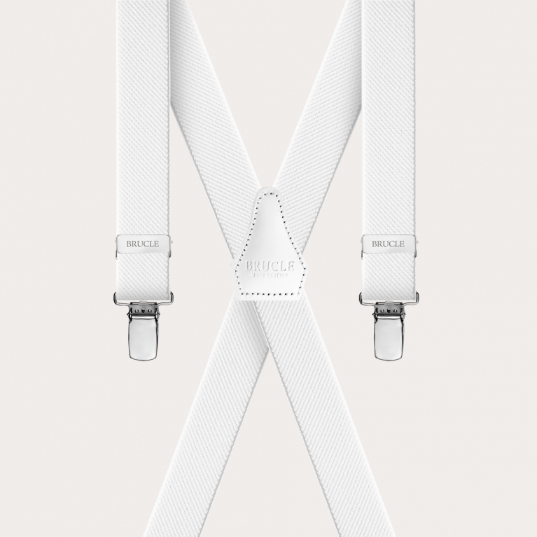 Unisex X-shaped suspenders, white