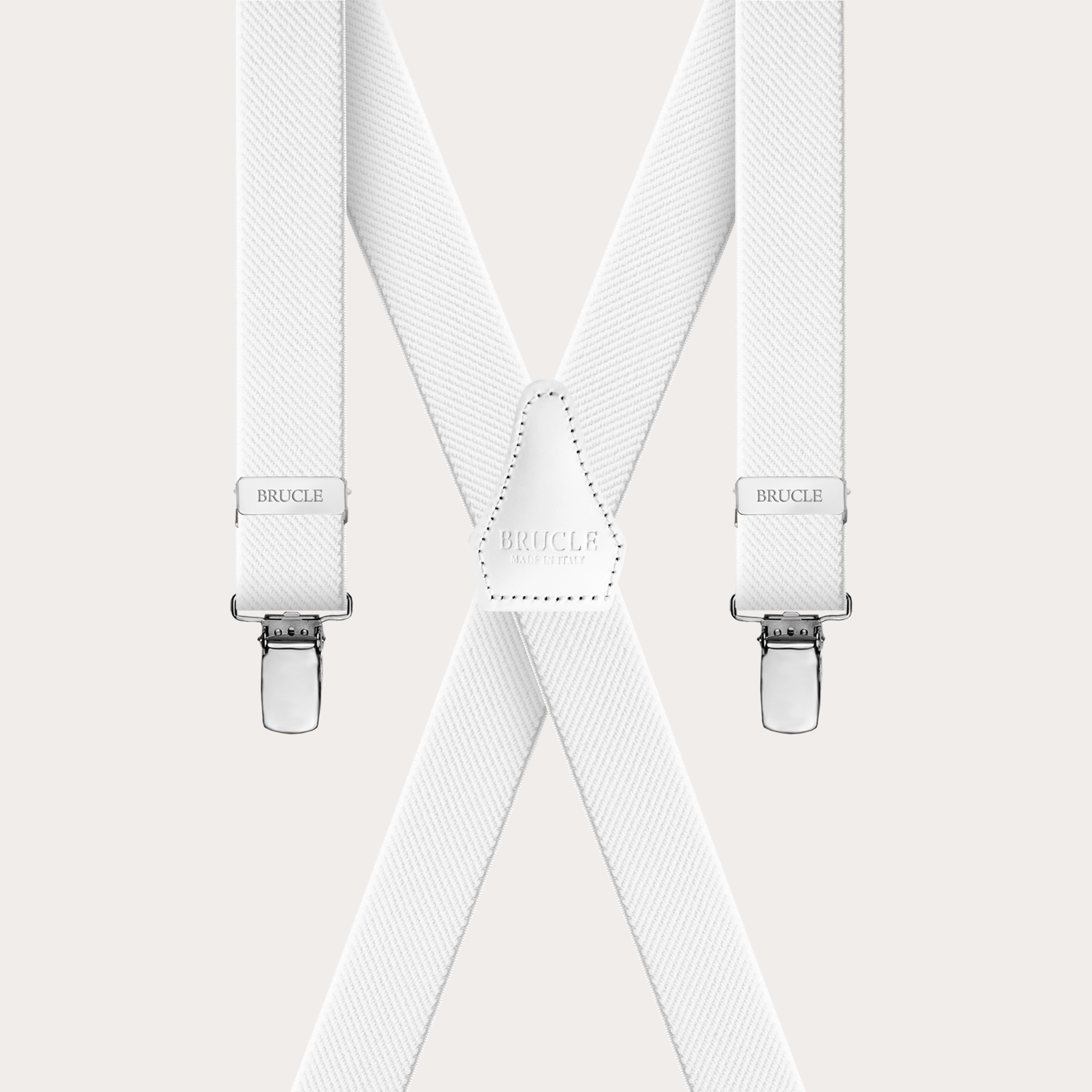 BRUCLE Unisex X-shaped suspenders, white