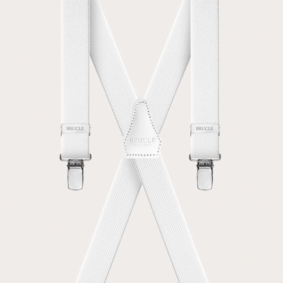 BRUCLE Unisex X-shaped suspenders, white