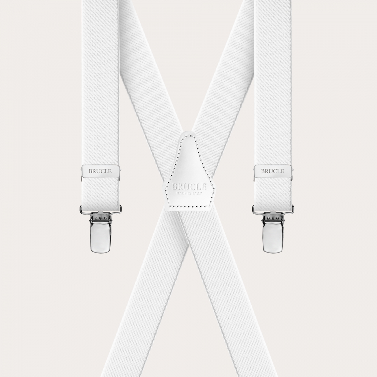 BRUCLE Unisex X-shaped suspenders, white