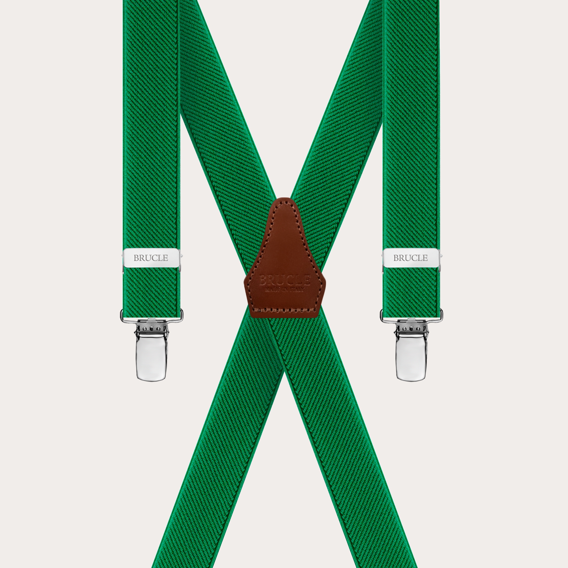 BRUCLE Stylish green X suspenders for men and women