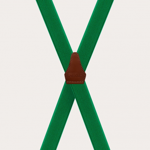 BRUCLE Hosenträger in X-Form für Kinder und Jugendliche, grün