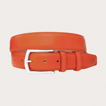 Elegant nickel free orange florentine leather belt
