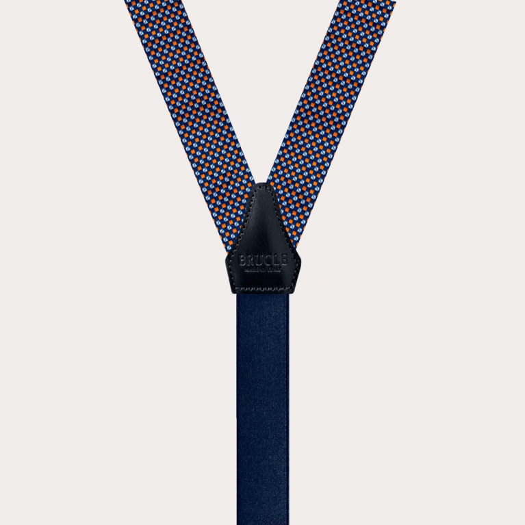 Thin suspenders in multicolored geometric patterned silk
