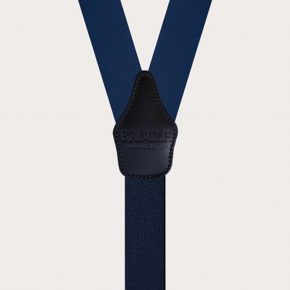 BRUCLE Bretelles double usage en satin de soie bleu