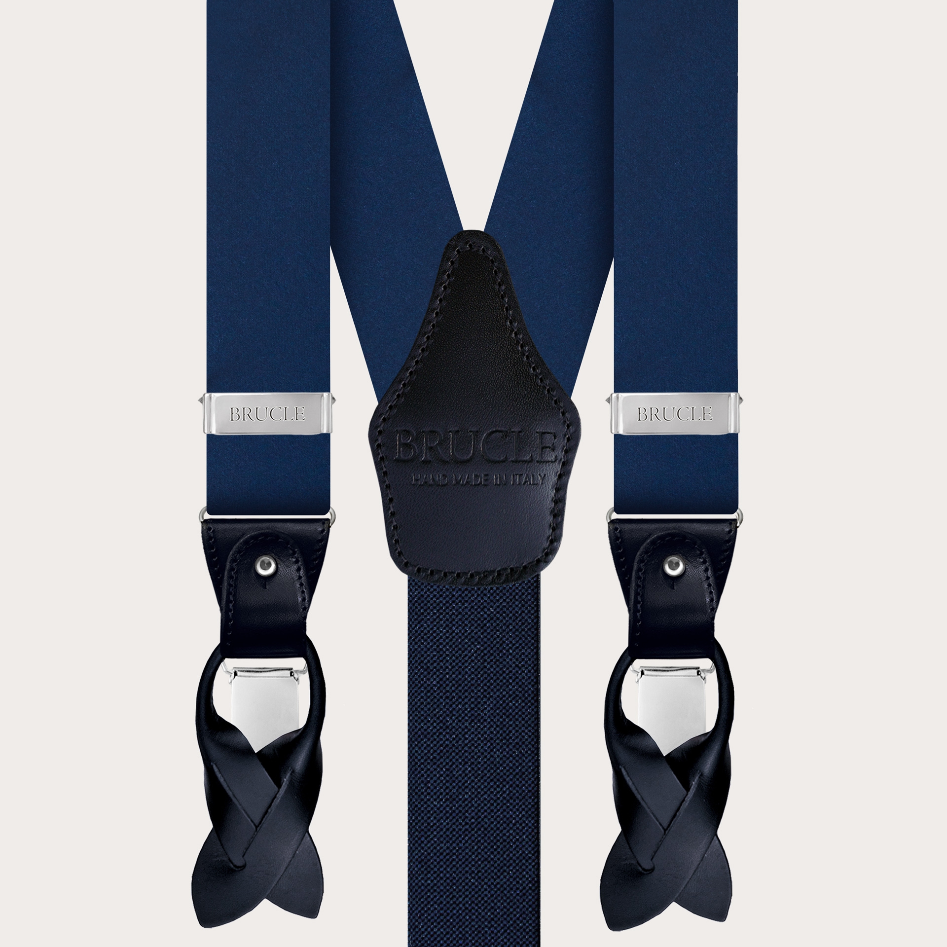 BRUCLE Blue silk satin dual-use suspenders