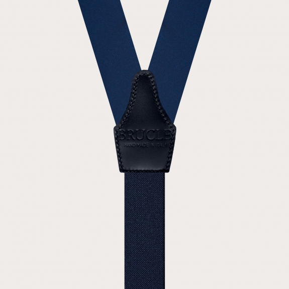 BRUCLE Suspenders with buttonholes in blue silk satin