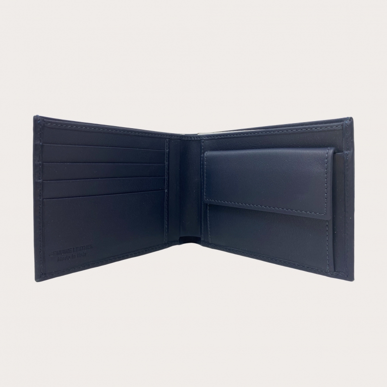 Men's blue wallet with coin purse