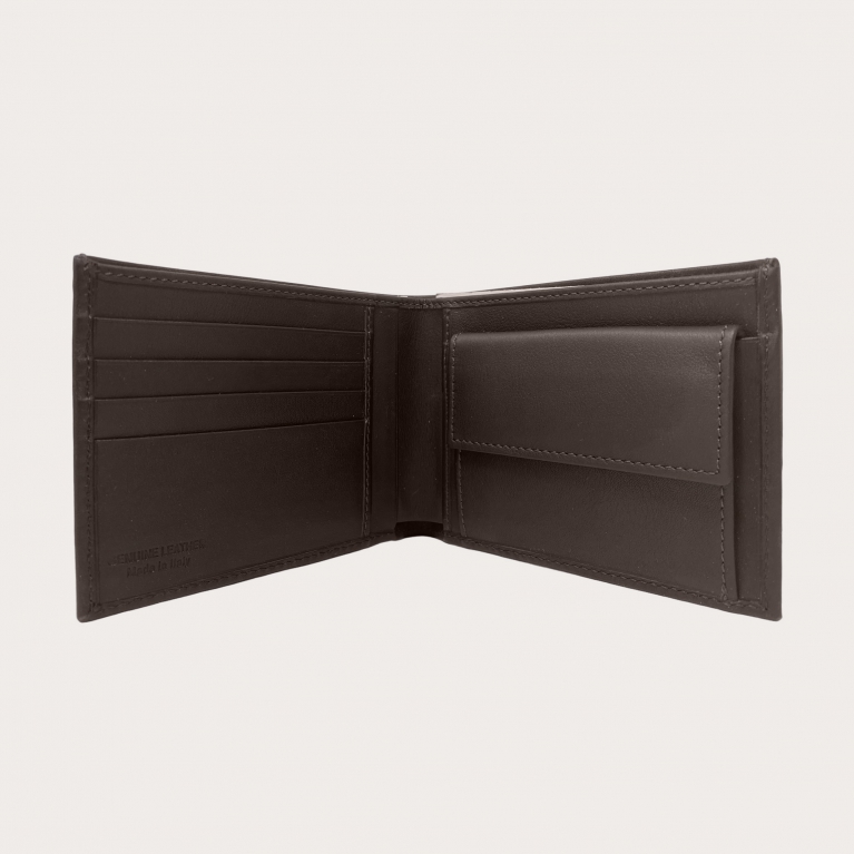 Portefeuille homme élégant avec porte-monnaie, marron foncé