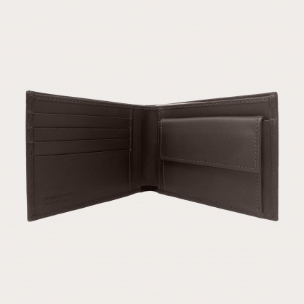 Elegant men's wallet with coin purse, dark brown