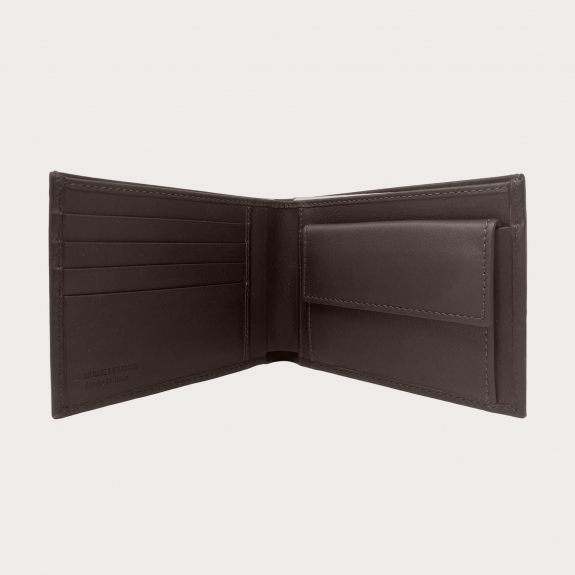 BRUCLE Elegant men's wallet with coin purse, dark brown