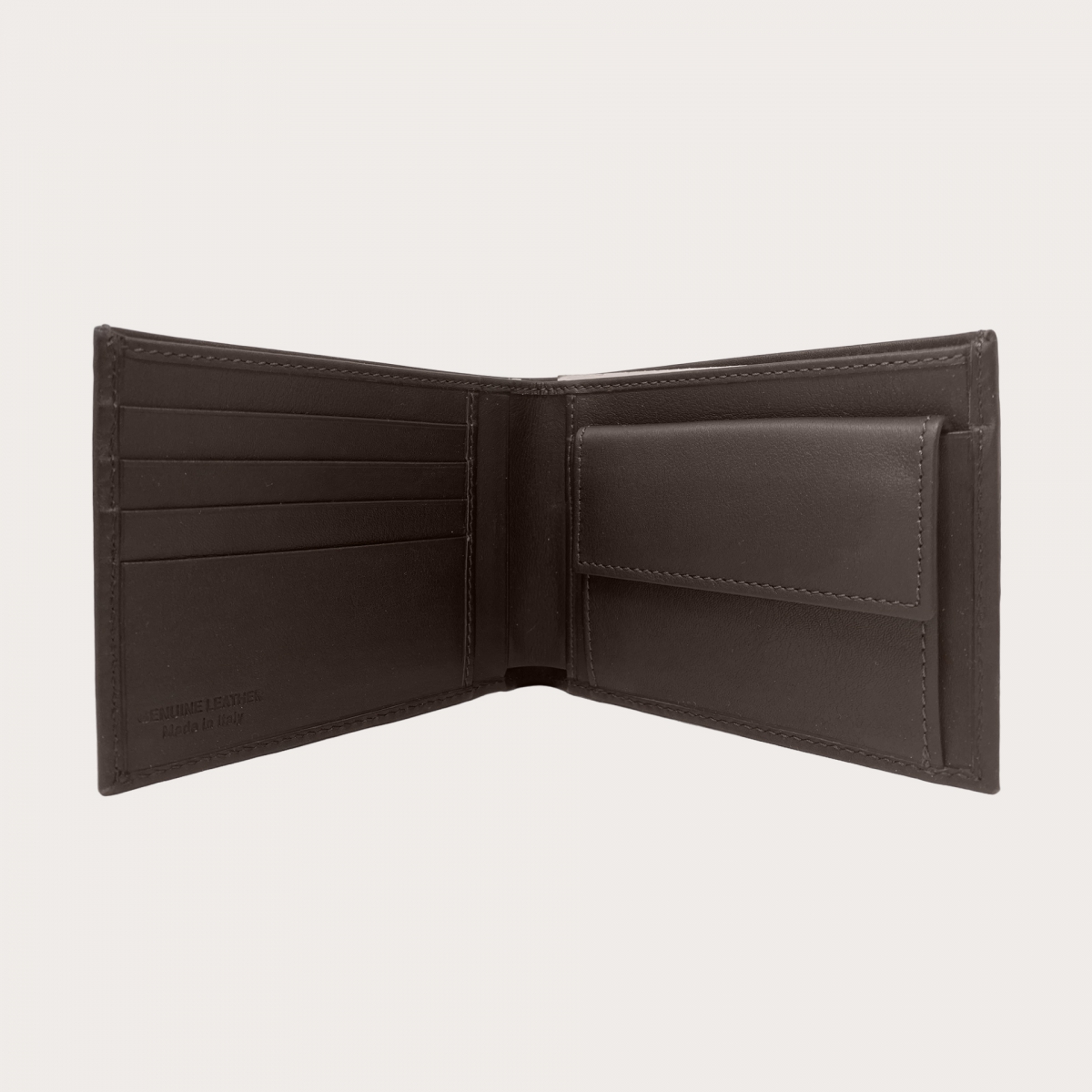 BRUCLE Portefeuille homme élégant avec porte-monnaie, marron foncé