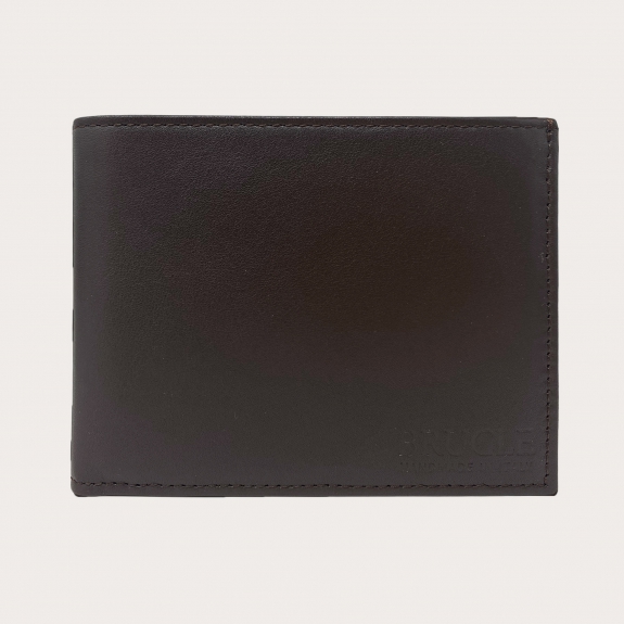 BRUCLE Cartera de hombre elegante con monedero, marrón oscuro