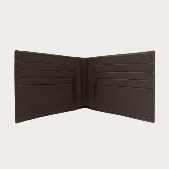 BRUCLE Cartera de hombre elegante con ranuras para tarjetas de crédito, marrón oscuro
