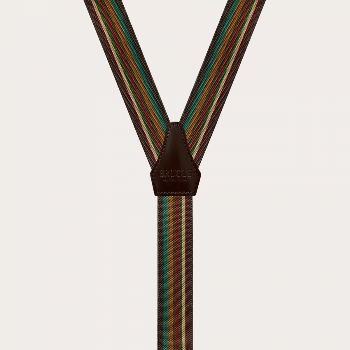 BRUCLE Schmale Hosenträger in Y-Form mit mehrfarbigen Streifen in Brauntönen