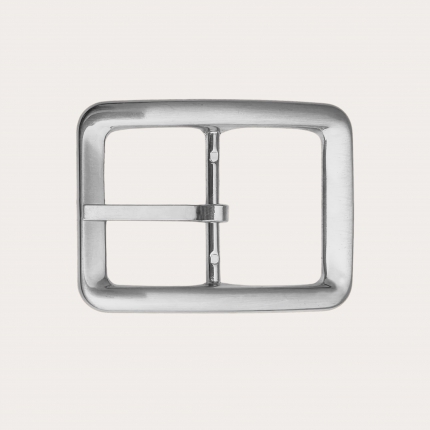 Fibbia doppia reversibile nichel free 35mm, color argento satinato