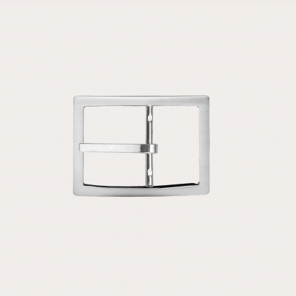 Fibbia doppia reversibile nichel free 30mm, color argento satinato